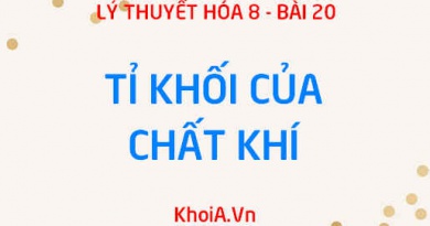 Công thức tính tỉ khối của chất khí A so với chất khí B, của chất khí A so với không khí - Hóa 8 bài 20